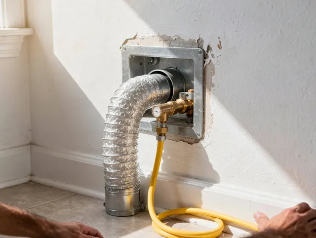 Concord Dryer Vent Cleaning certified technician performing specialized gas dryer vent cleaning in Concord